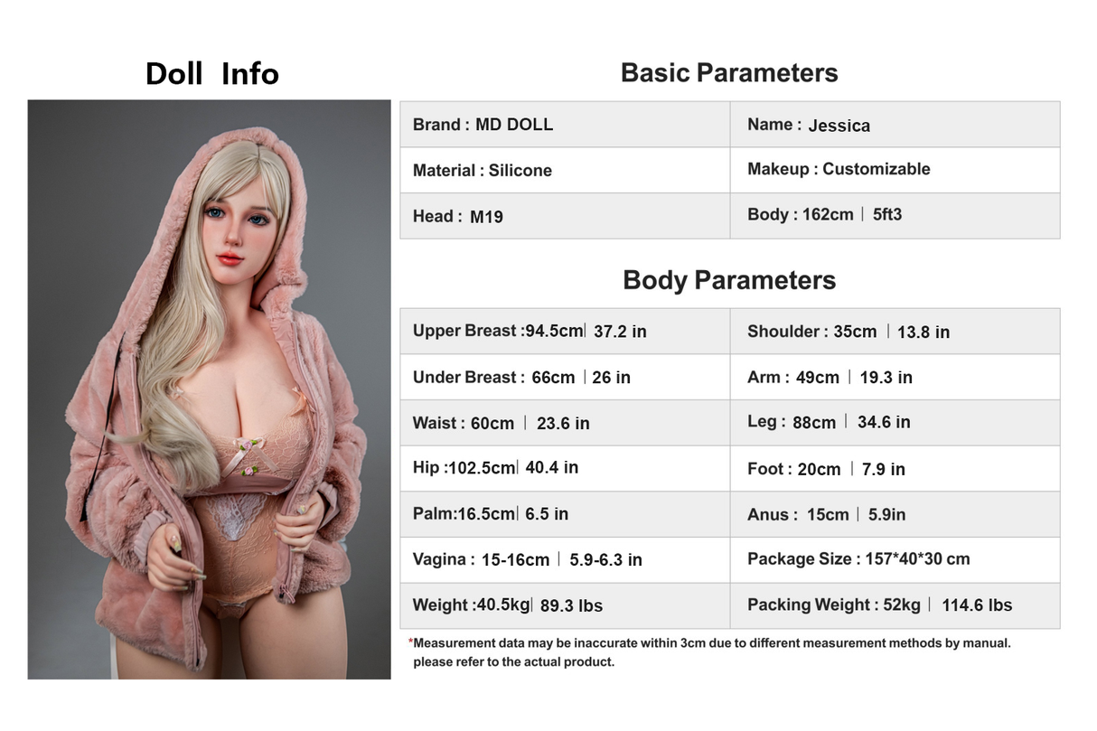162cm/5ft3 H-cup Silicone Sex Doll – Mimi