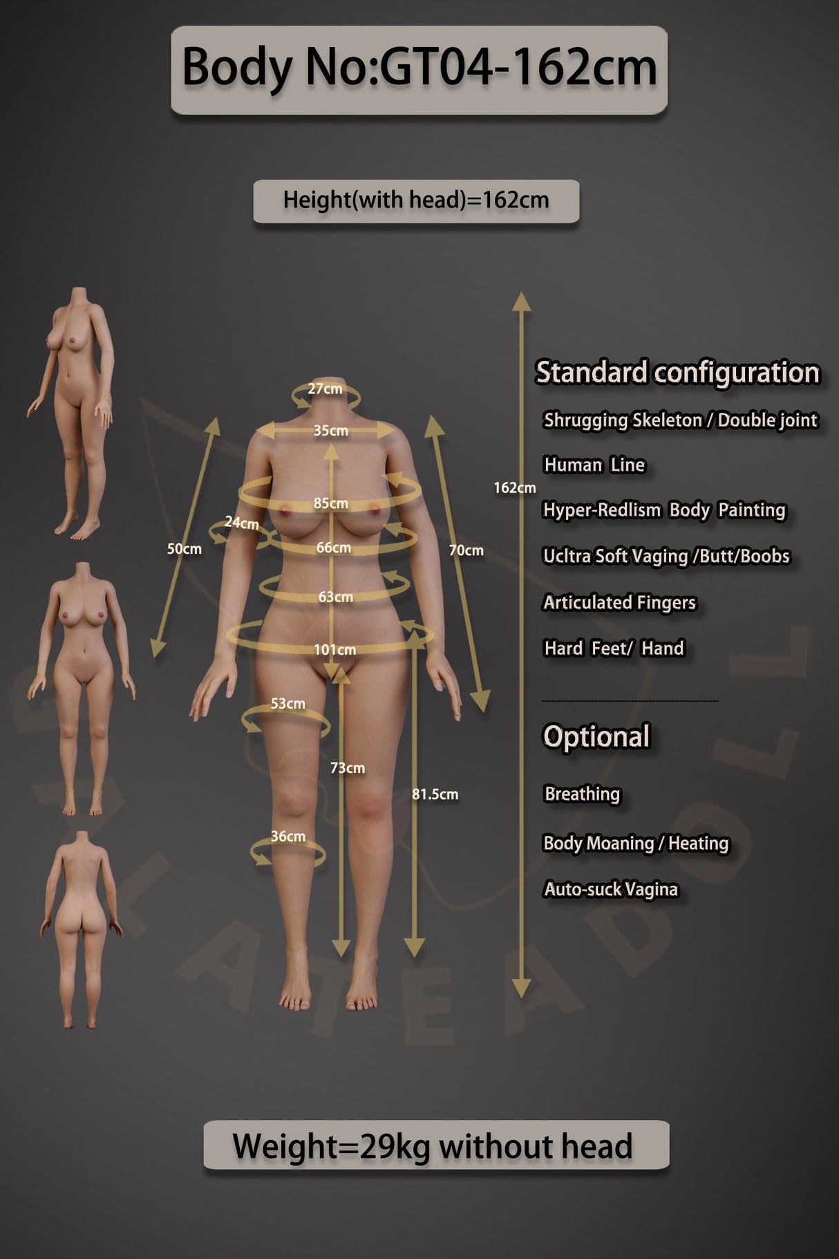 162cm/5ft4 E-cup Silicone Sex Doll – Diamonda