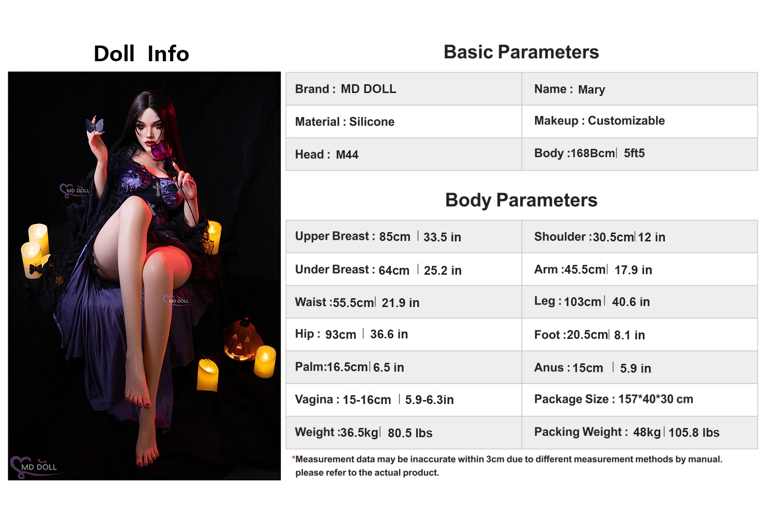 168cm/5ft5 E-cup Silicone Sex Doll –Ava