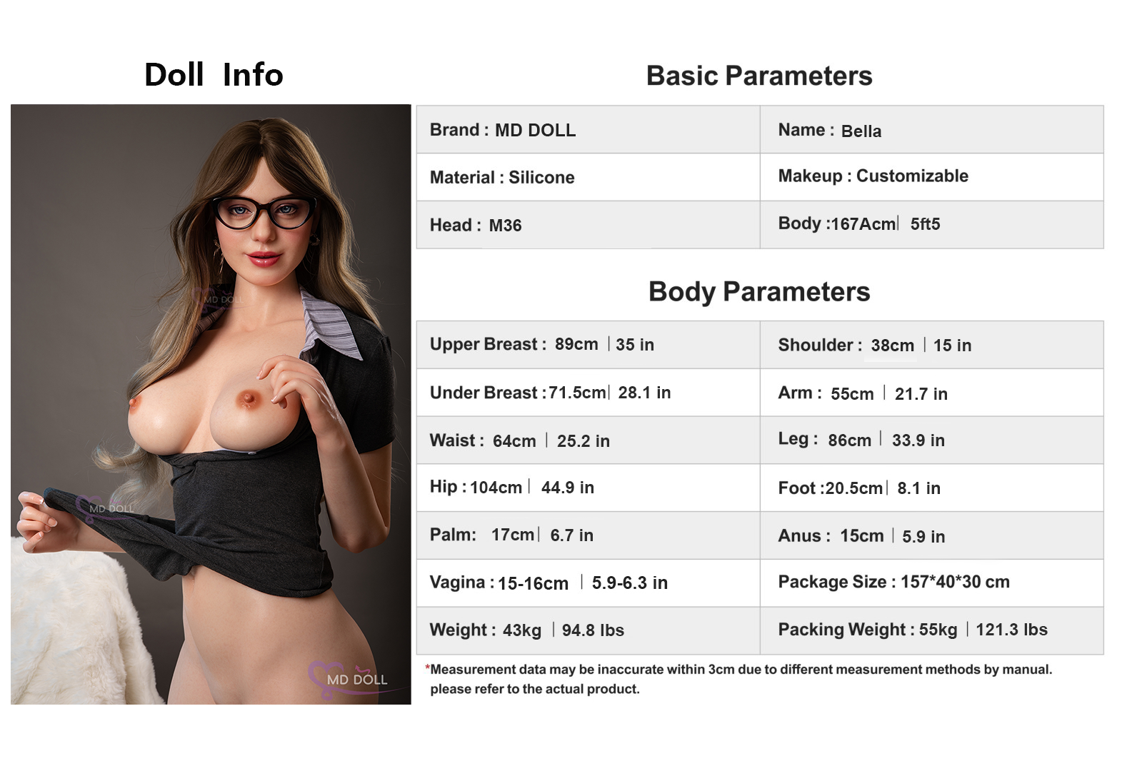 167cm/5ft5 D-cup Silicone Sex Doll –Amelia (US IN STOCK)