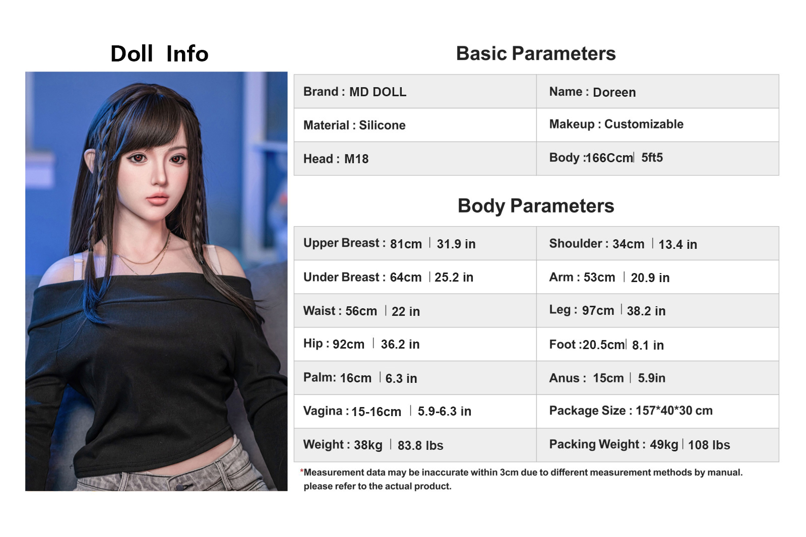 166cm/5ft4 D-cup Silicone Sex Doll –Genevieve