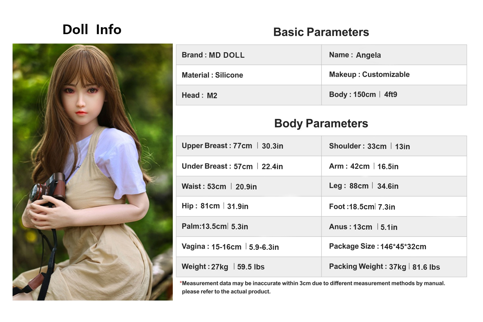 150cm/4フィート9インチ Eカップ シリコン製セックスドール – エマ