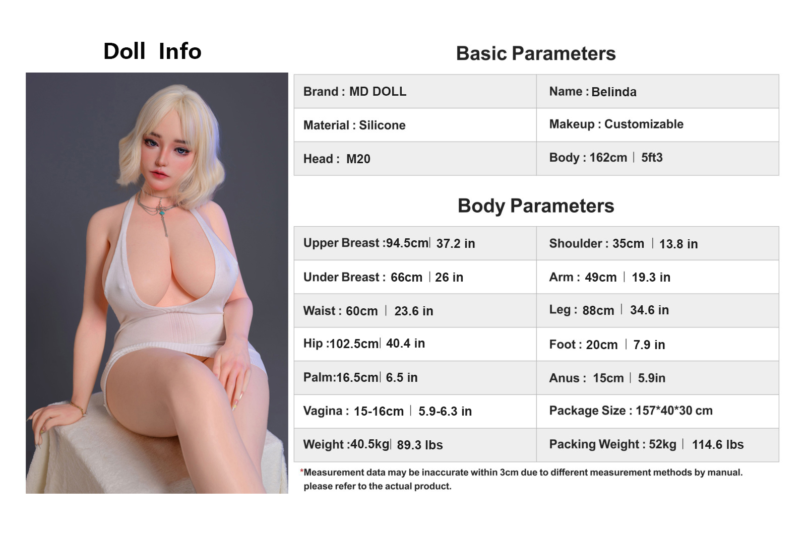 162cm/5ft3 H-cup Silicone Sex Doll – Emberly (US IN STOCK)