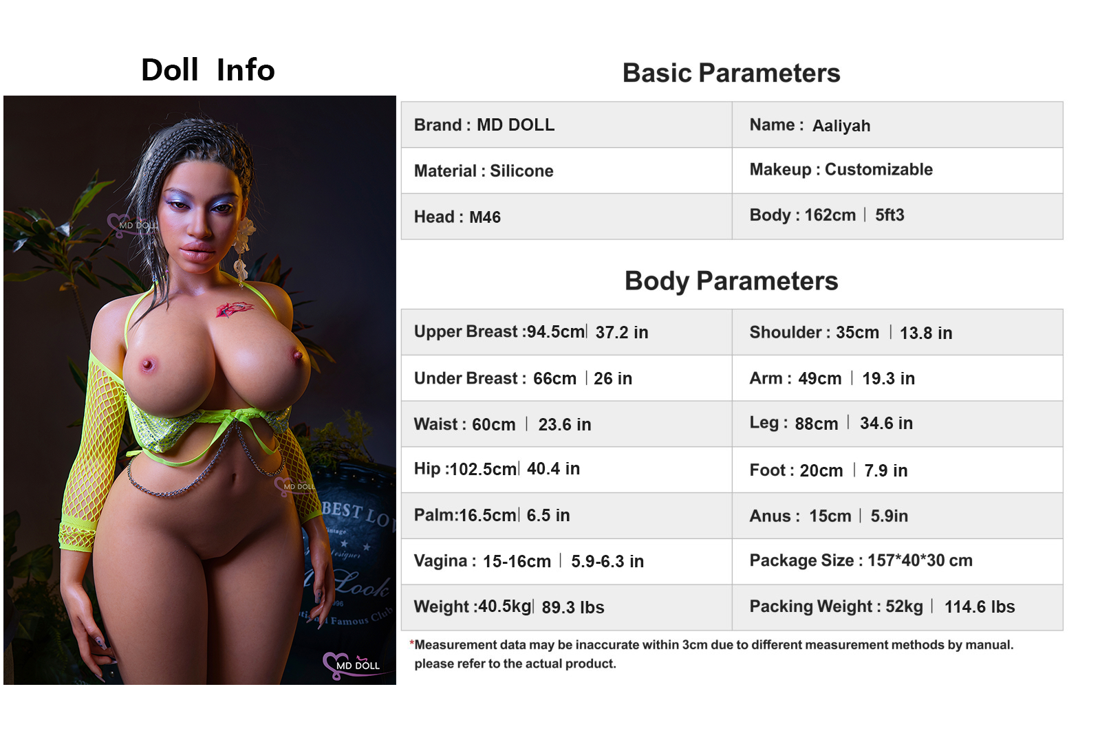 162cm/5ft3 H-cup Silicone Sex Doll – Tatum