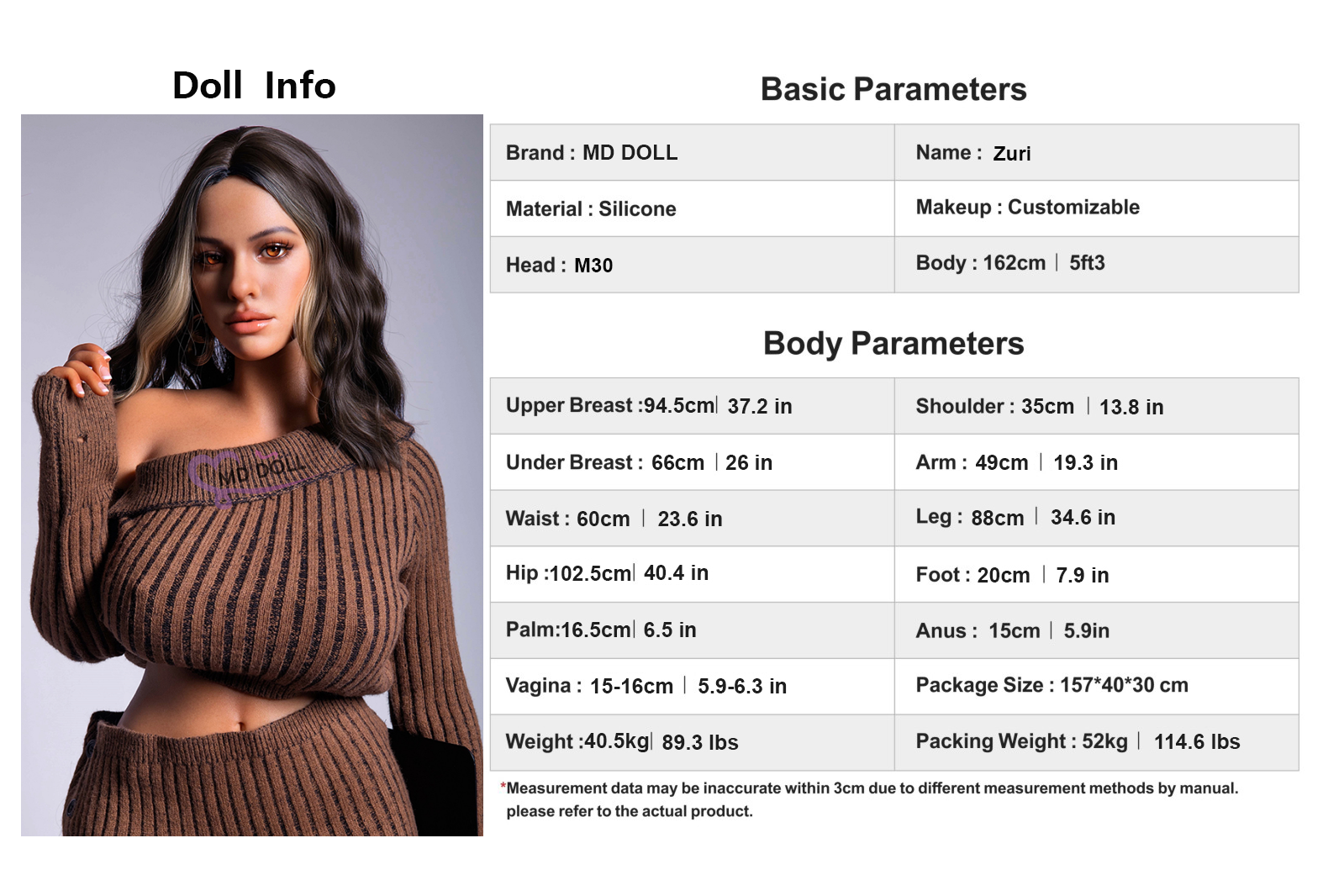 162cm/5ft3 H-cup Silicone Sex Doll – Alexis (US IN STOCK)
