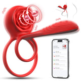 10-Mode Rose Vibrating Cock Ring for Multiple Stimulation