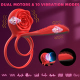 10-Mode Rose Vibrating Cock Ring for Multiple Stimulation