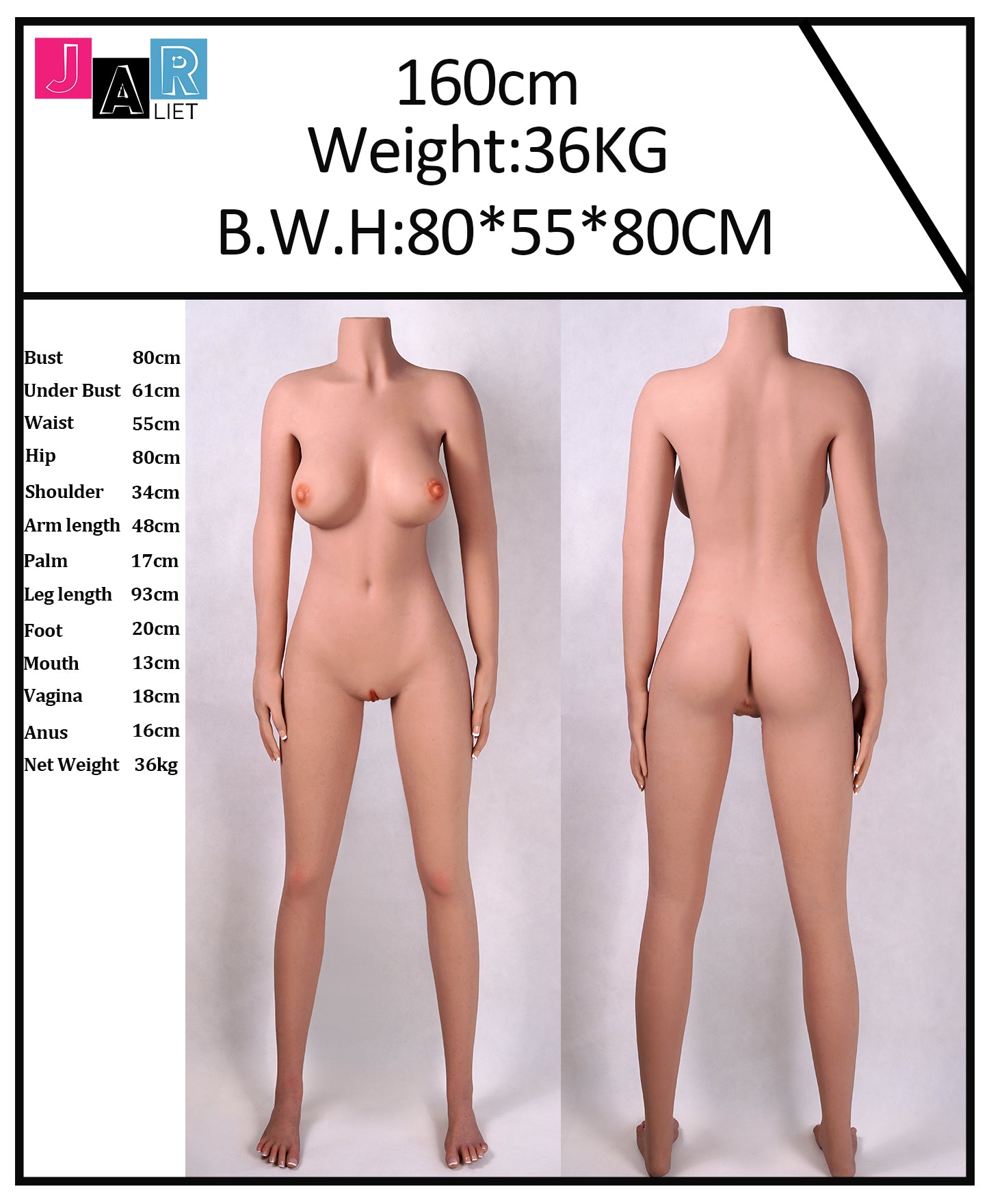身長160cm/5フィート2インチ、Dカップ、シリコンヘッド、TPEボディのセックスドール – ネリーナ