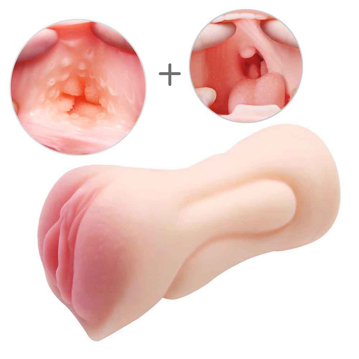 Vagina Tongue Tooth Male Realistic Masturbators Oral Double Holes Soft Sex Toy