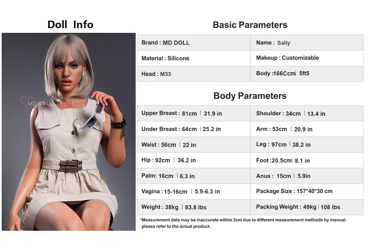 166cm/5ft4 D-cup Silicone Sex Doll –Camilla (US IN STOCK)