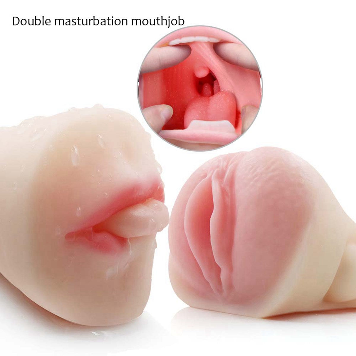 Vagina Tongue Tooth Male Realistic Masturbators Oral Double Holes Soft Sex Toy