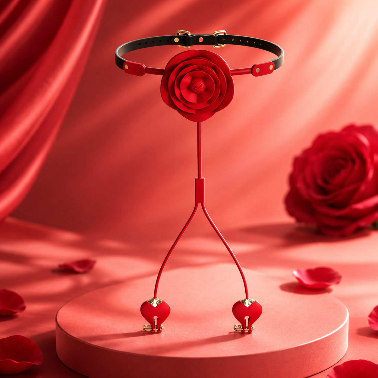 2-in-1 Rose Gag & Vibrating Nipple Clamps