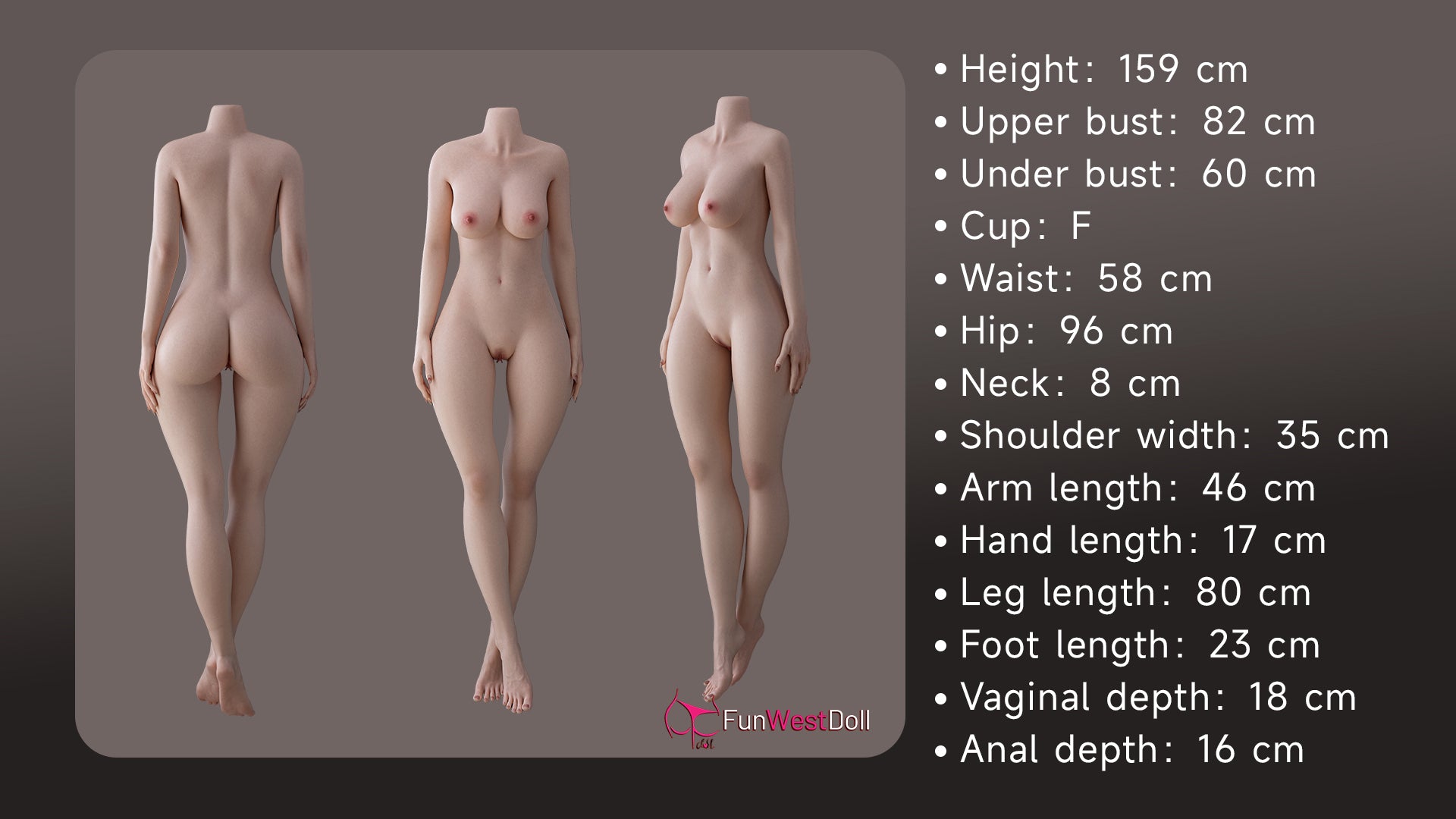 159cm/5ft2 F-cup Silicone Sex Doll – Evelyn