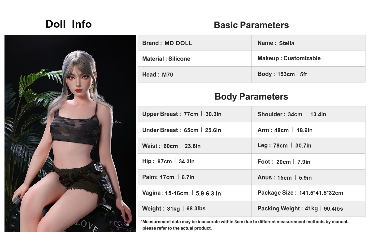 153cm/5ft B-cup Silicone Sex Doll – Stella