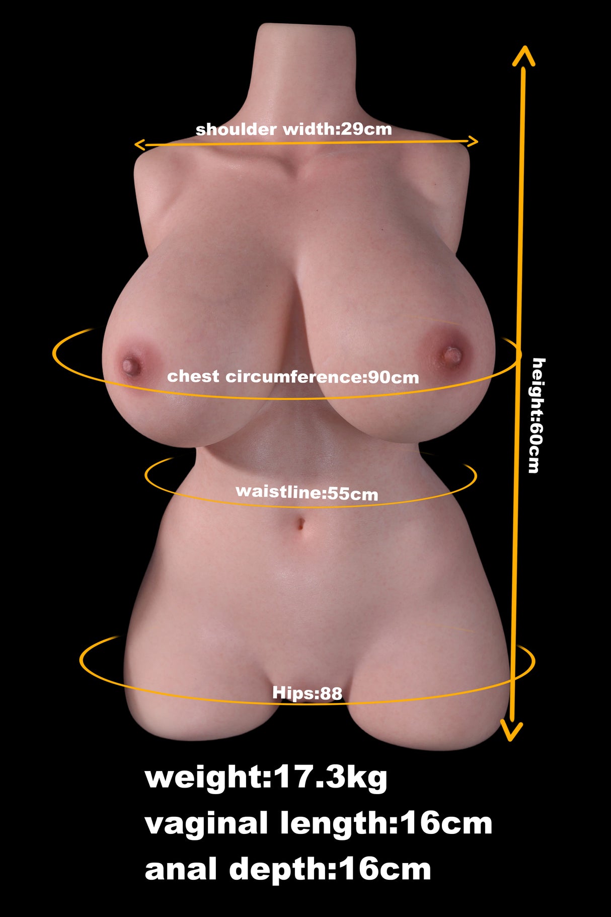 79cm/2ft7 G-cup Silicone Sex Doll Torso – Yumiko