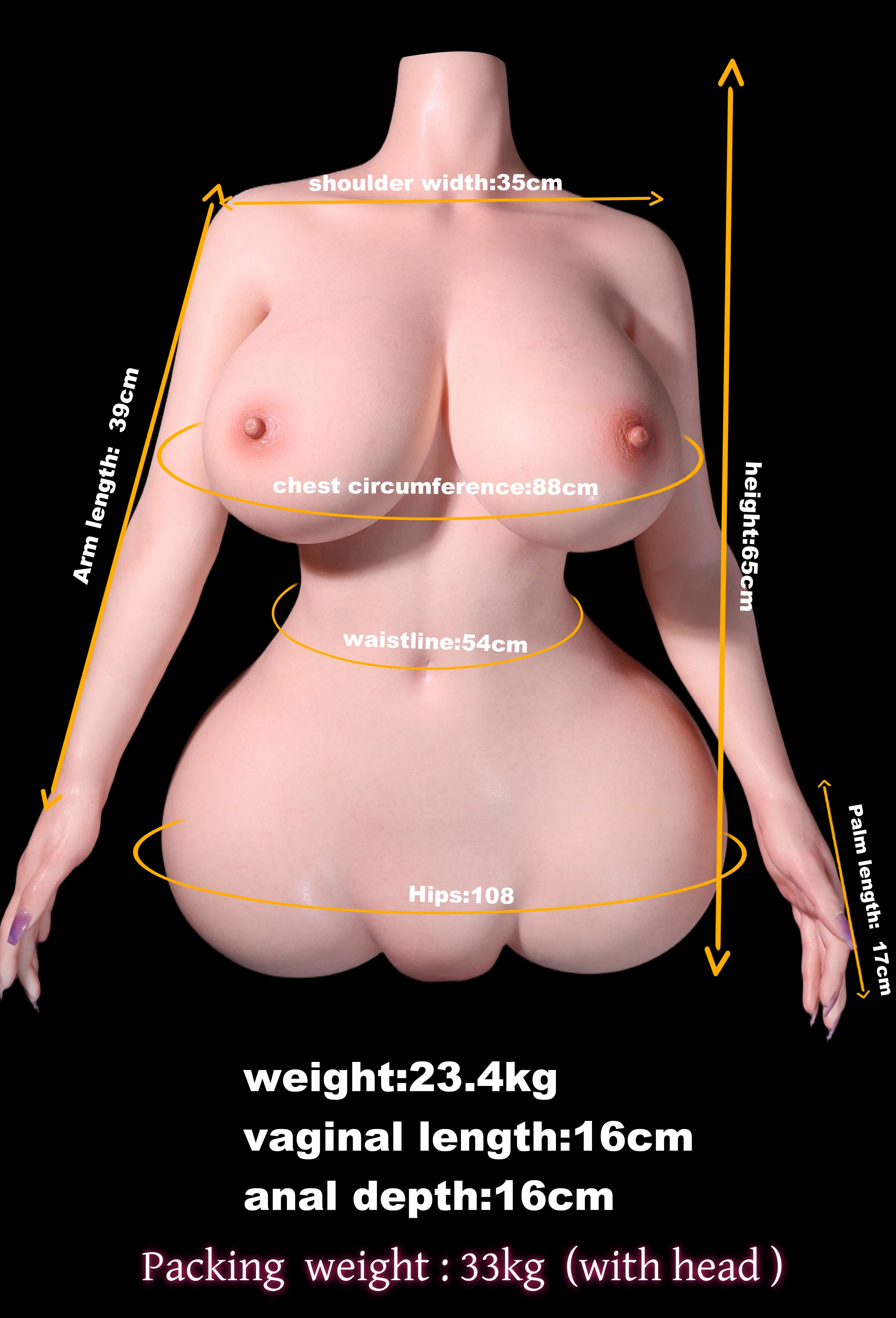 84cm/2ft9 K-cup Silicone Sex Doll Torso – Ella