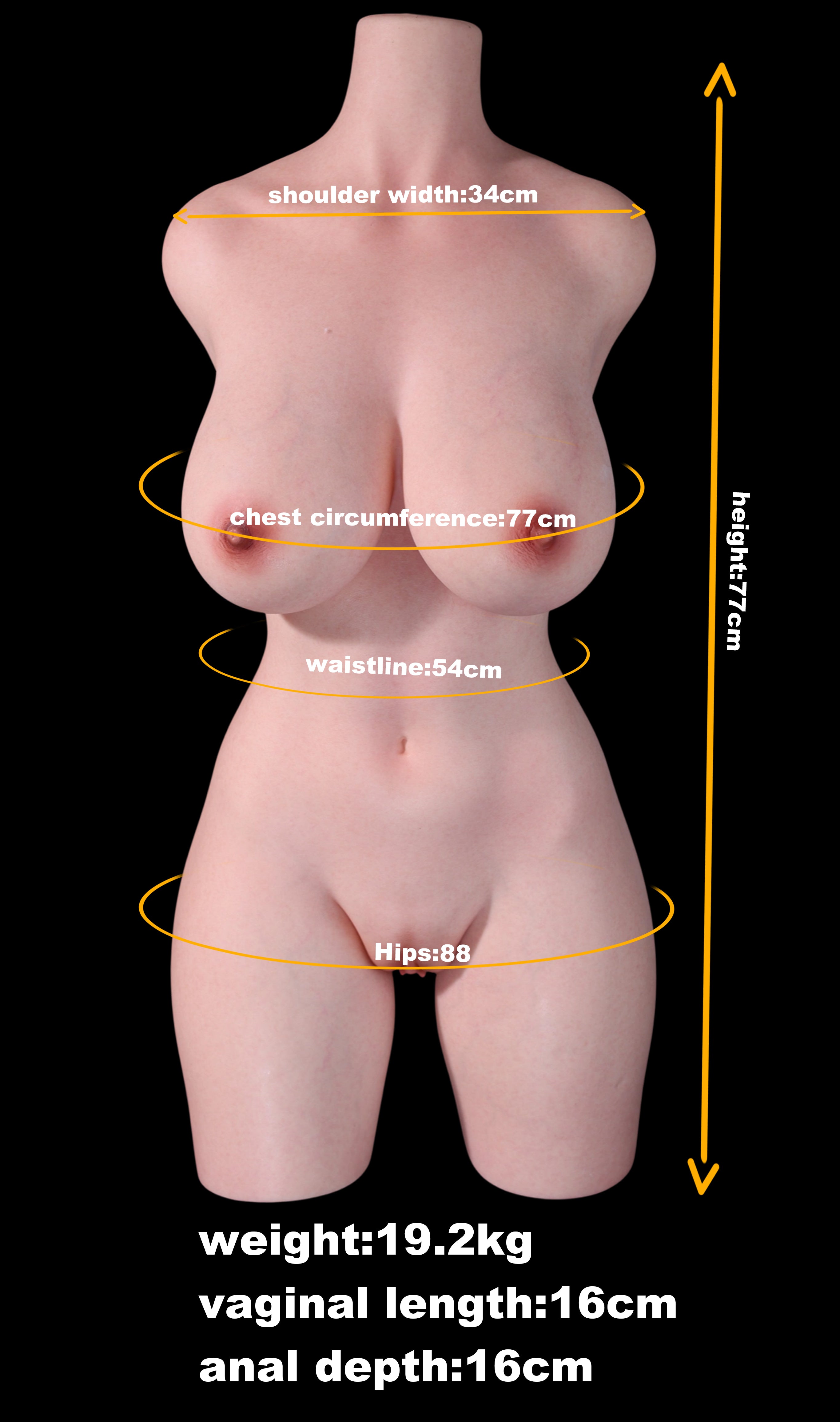 96cm/3ft2 F-cup Silicone Sex Doll Torso – Nadine