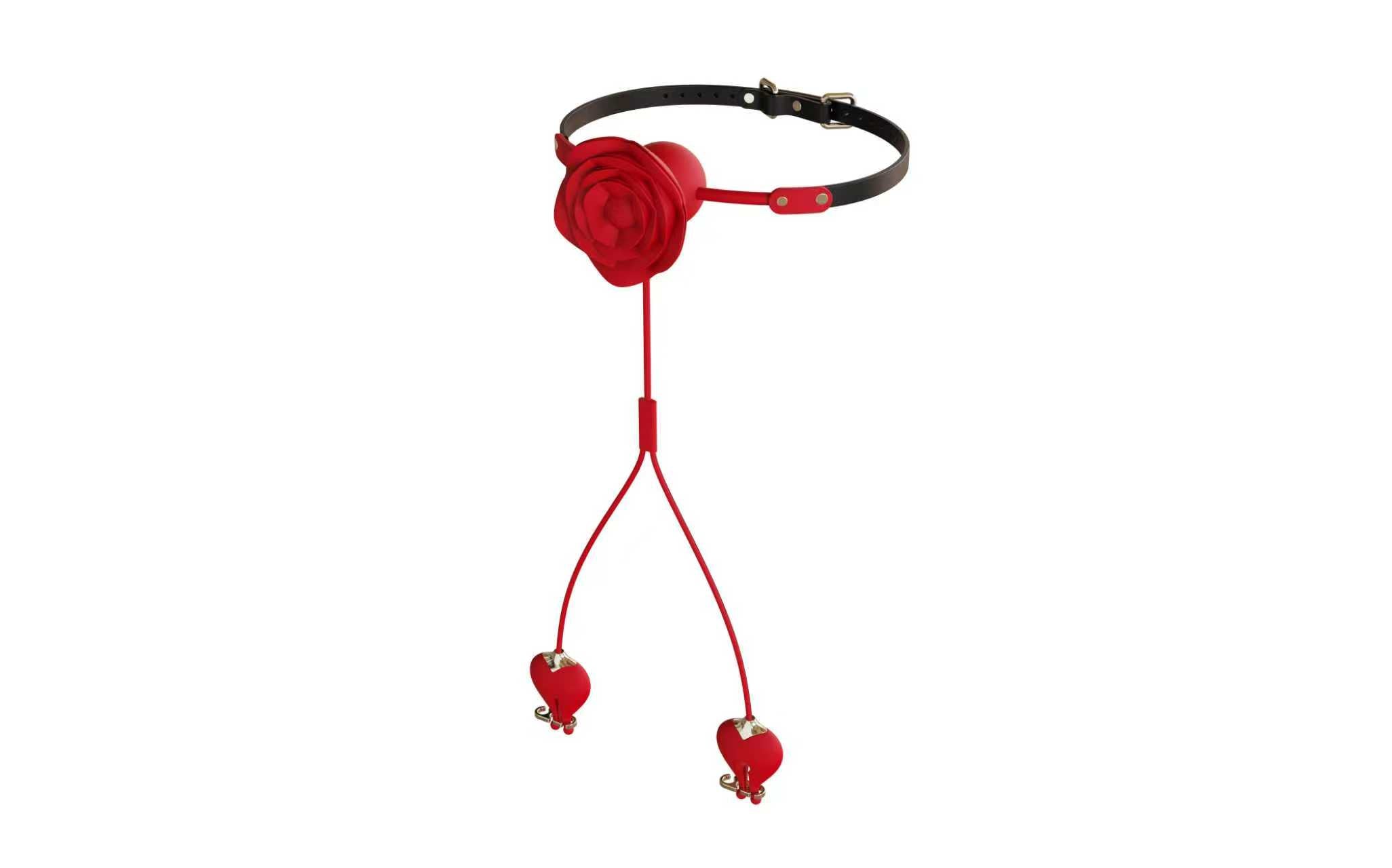 2-in-1 Rose Gag & Vibrating Nipple Clamps