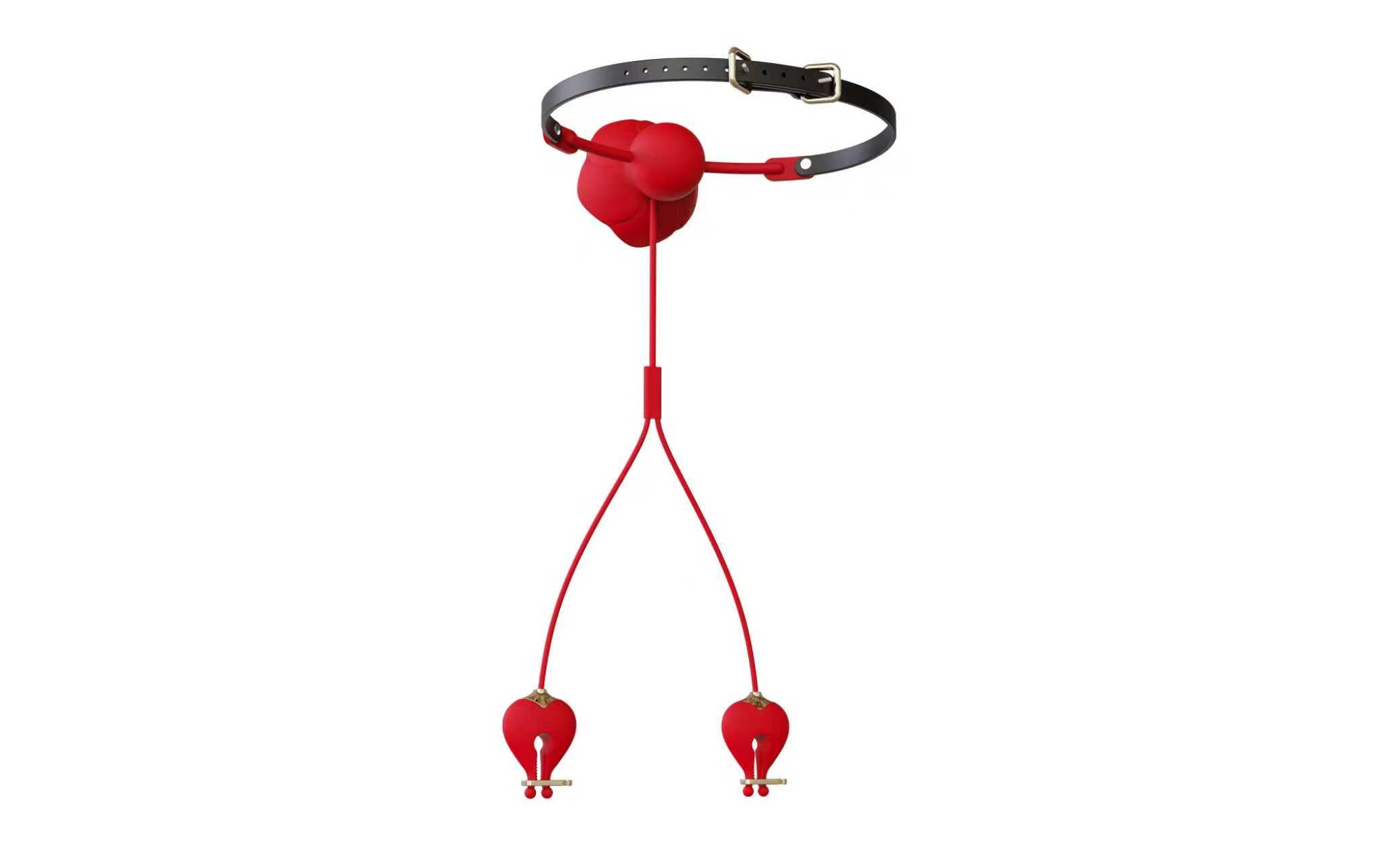 2-in-1 Rose Gag & Vibrating Nipple Clamps