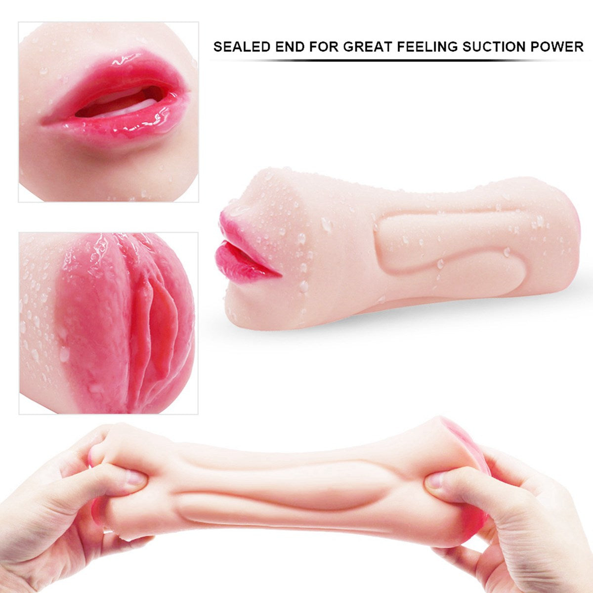 Vagina Tongue Tooth Male Realistic Masturbators Oral Double Holes Soft Sex Toy