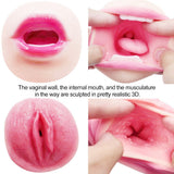 Vagina Tongue Tooth Male Realistic Masturbators Oral Double Holes Soft Sex Toy